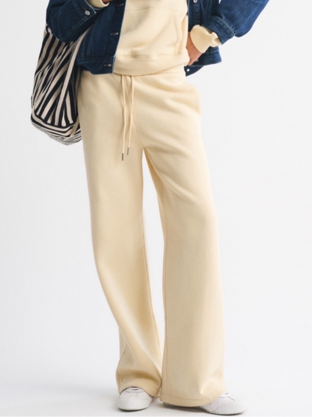 A&F High Rise Sunday Drawstring Sweatpants in Butter Yellow - Picture 2 of 7
